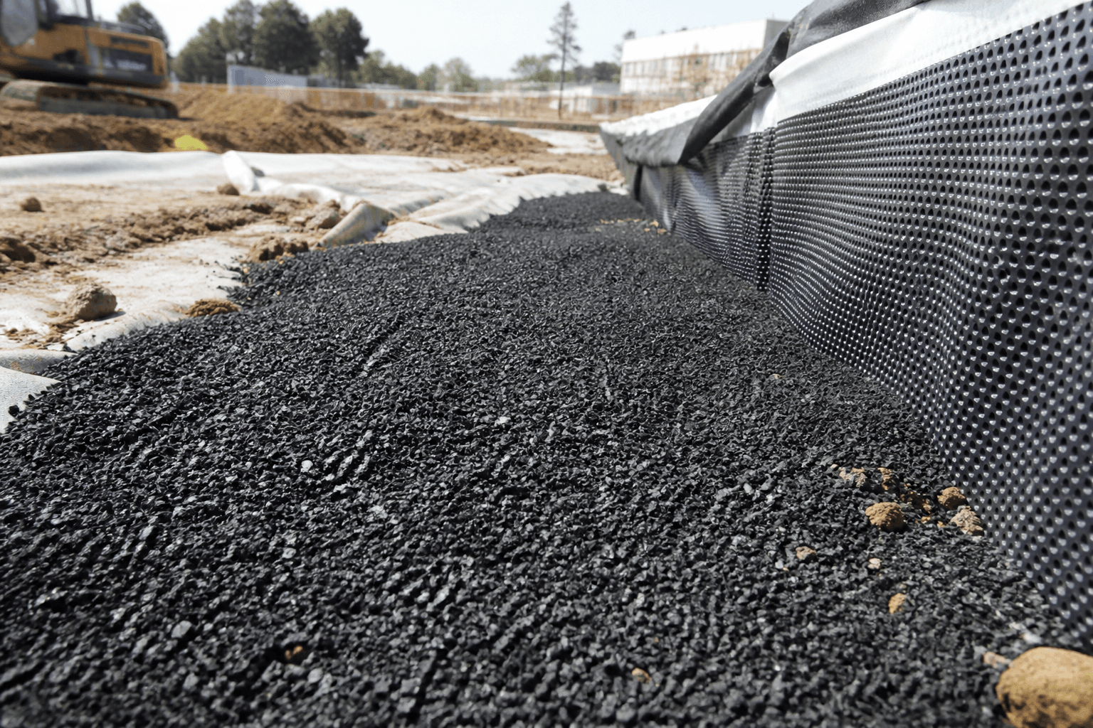 Rubber chips used in drainage and construction