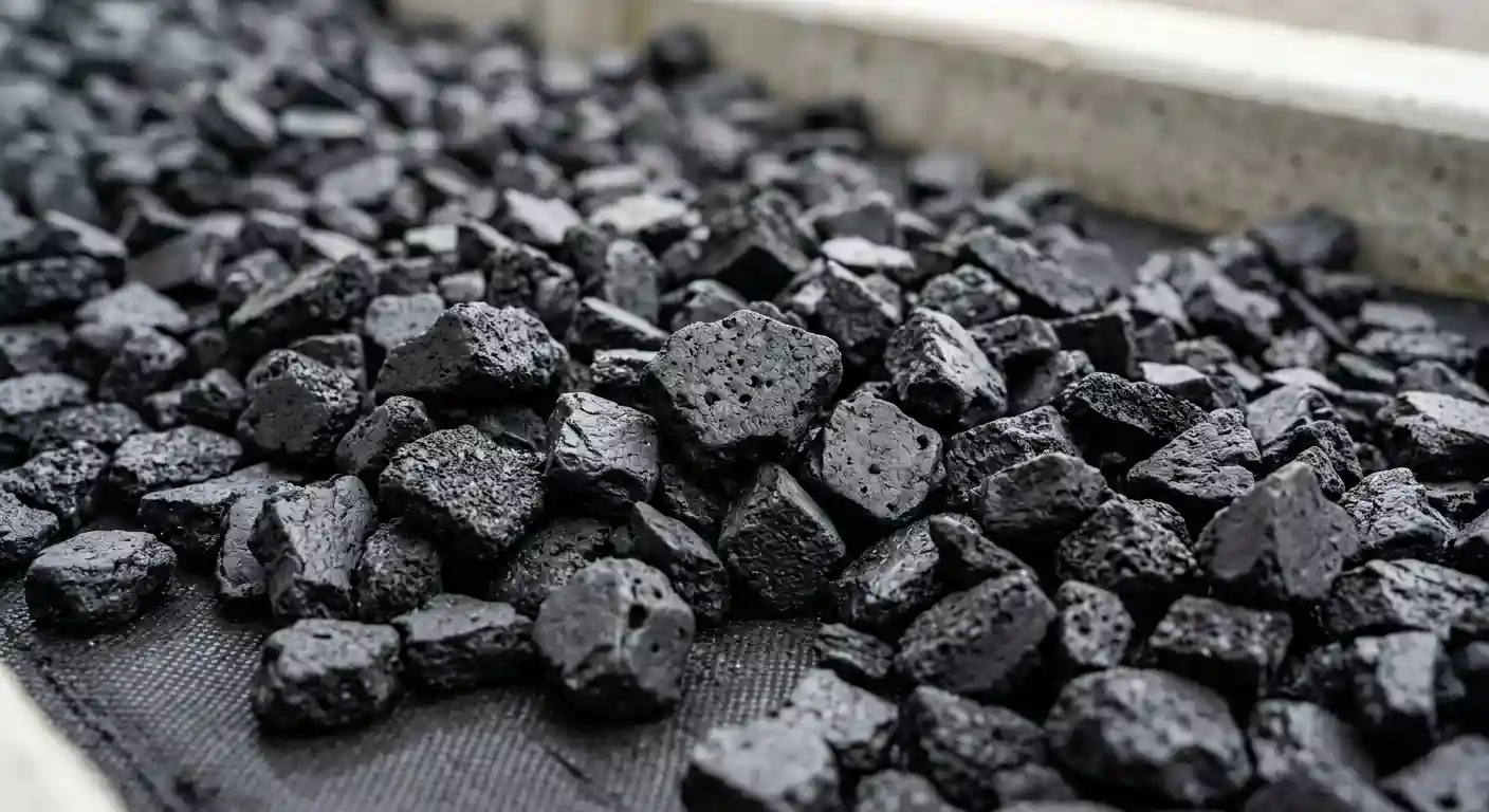 Recycled tyre rubber chips at Sree Sai Rubber Works